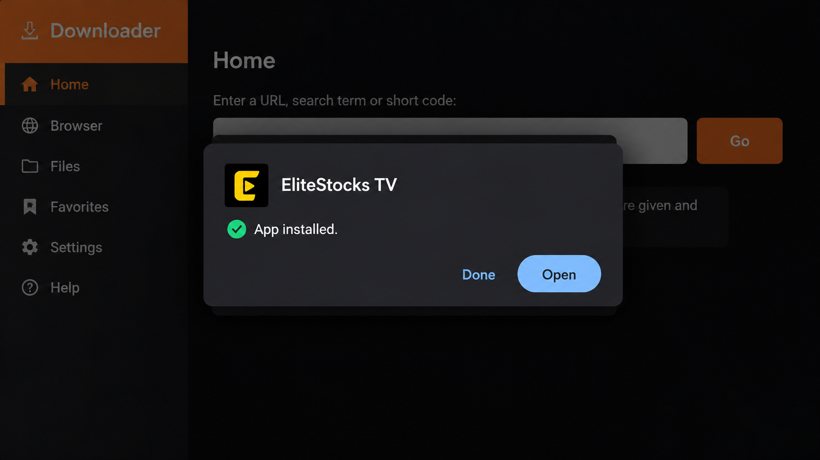 EliteStocks TV installation screenshot, step 10